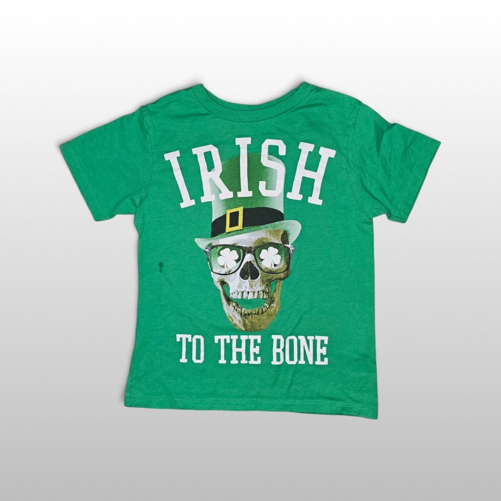 Kids The Childrens Place T-Shirt Irish To The Bone Graphic St Patricks Green 4XS